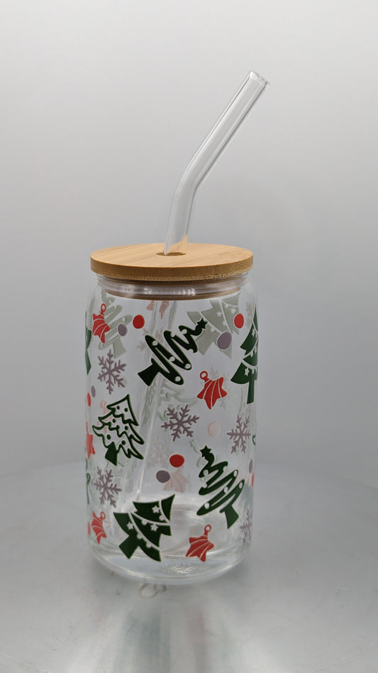 Christmas trees glass cup