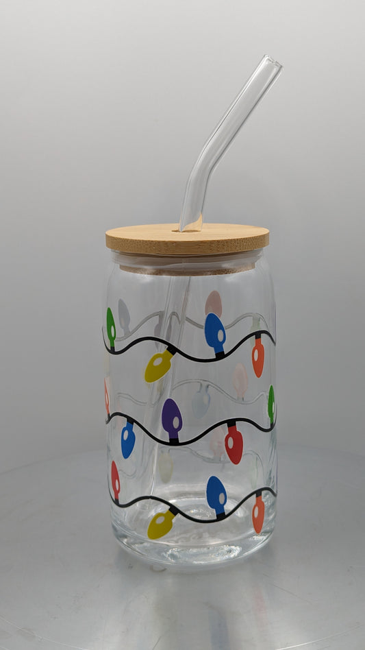 Colorful Christmas light bulbs glass cup
